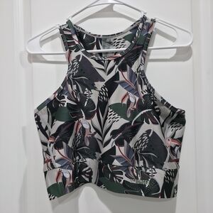 Stronger Tropical Print Tank Top with Black and Green Accents